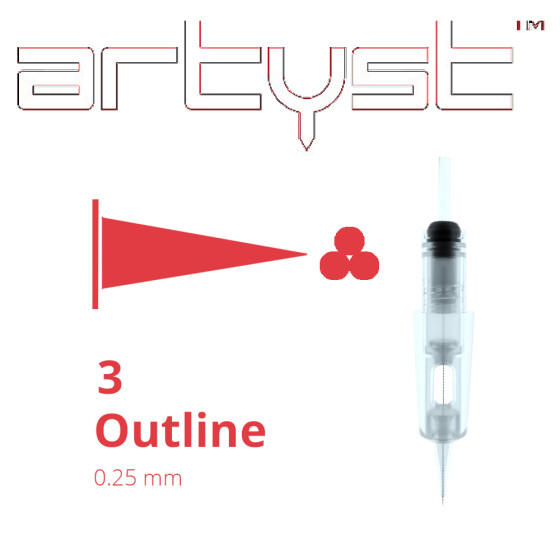 ARTYST - H1 PMU Cartridges - 3 Outline - 0,25 mm