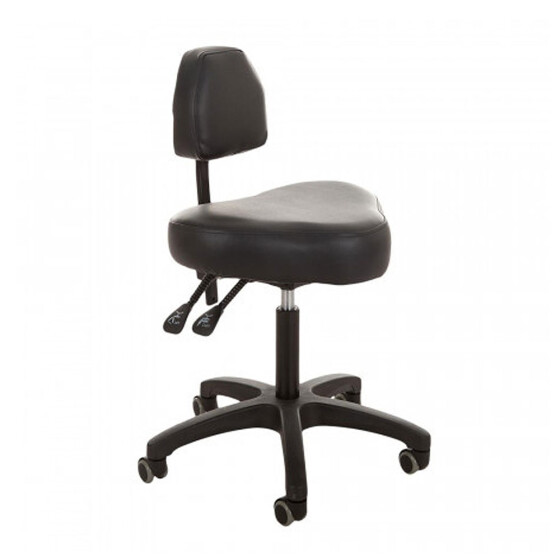 Cosmetic Work Chair with Backrest - Black