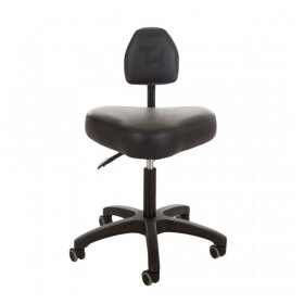 Cosmetic Work Chair with Backrest - Black